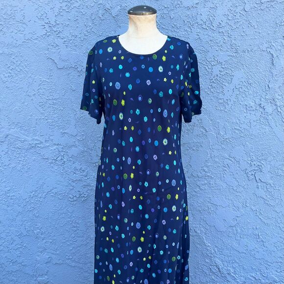 Vintagte 90s Maxi Dress Size 14 petite large Retro Liz Claiborne - Picture 4 of 9